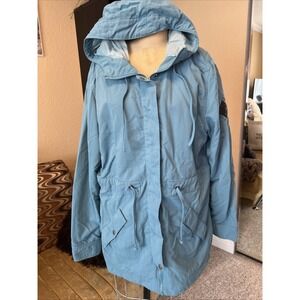 The North Face Women XL Parka Jacket Hooded Zip Up Mid Length Drawstring Waist